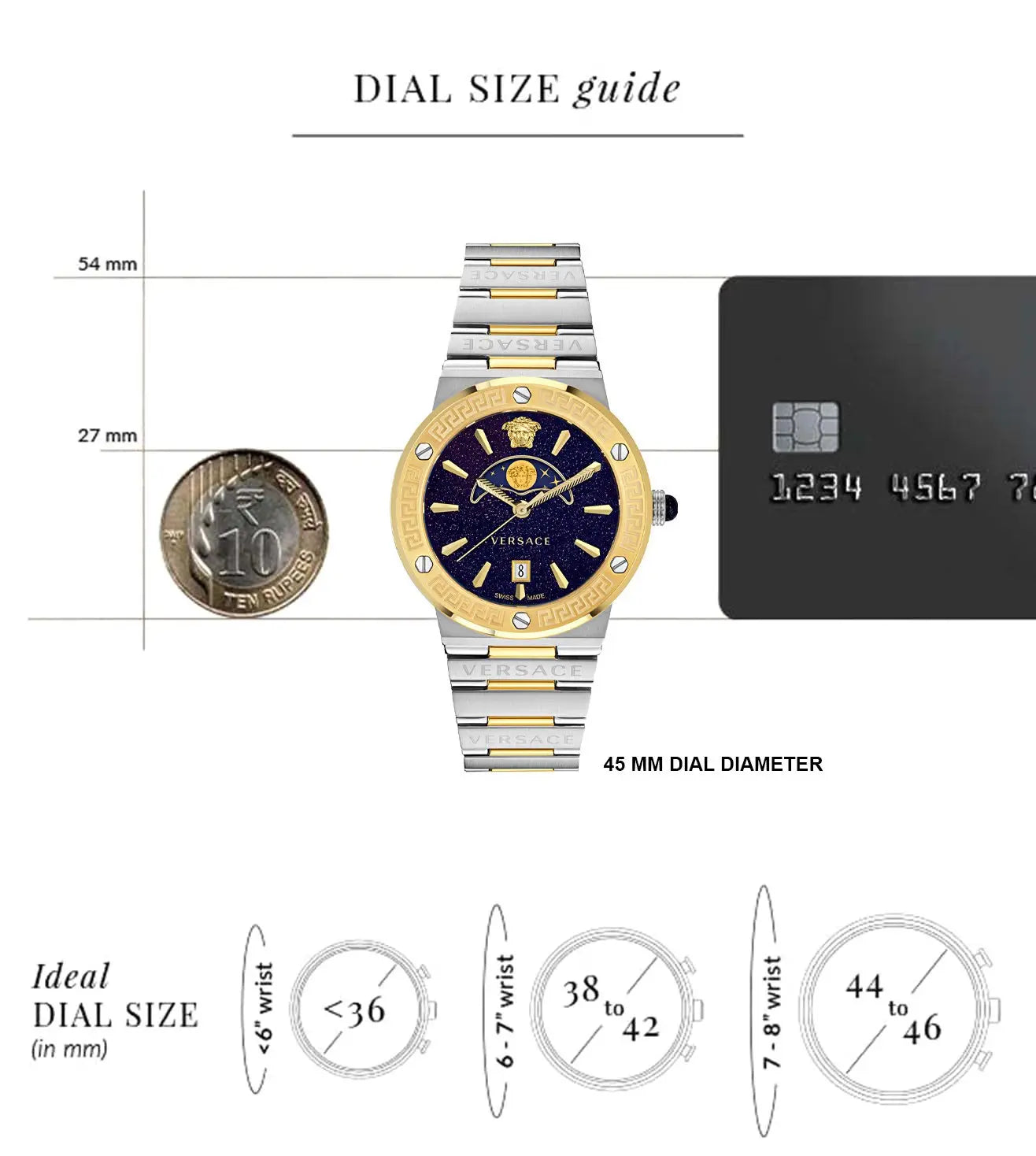 Versace GRECA LOGO Moon Phase Analog Unisex Watch - VE7G00223