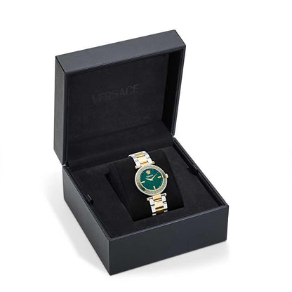 Versace Round Green Dial Reve Women's Watch - VE8B00524