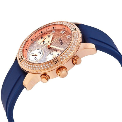 GUESS Silicone Analog Gold Dial Women Watch - W1098L6