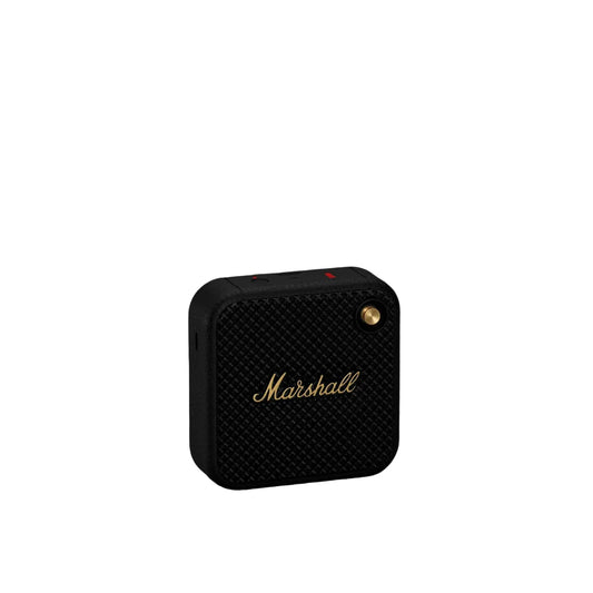 Black Marshall speaker on a dark background
