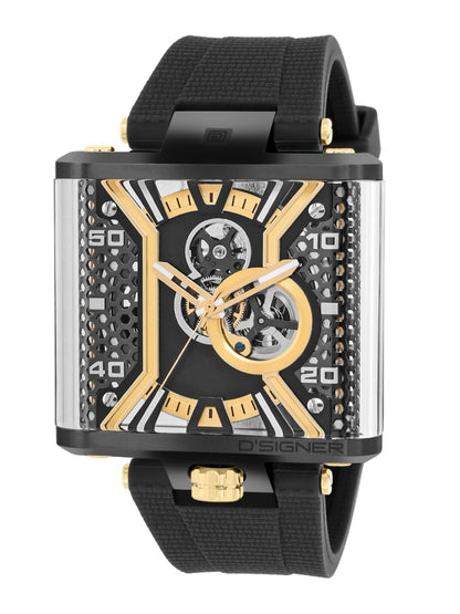 D'SIGNER Gold Square Dial Black Silicon Strap Automatic Men's Watch