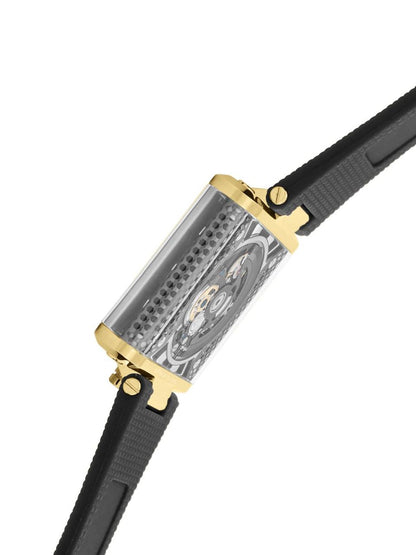 D'SIGNER Full Gold Square Dial Black Silicon Strap Automatic Men's Watch