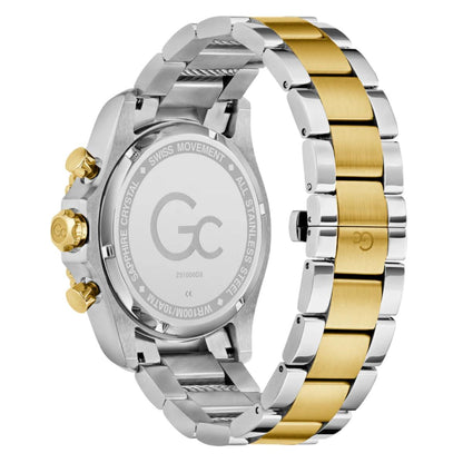 Two-tone silver and gold watch with visible brand logo on a white background