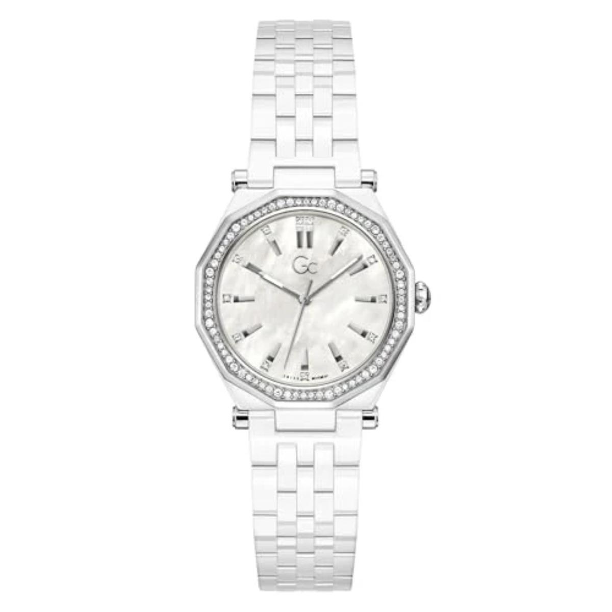 GC Gleam Quartz White Dial Ceramic Women's Watch Z59003L1