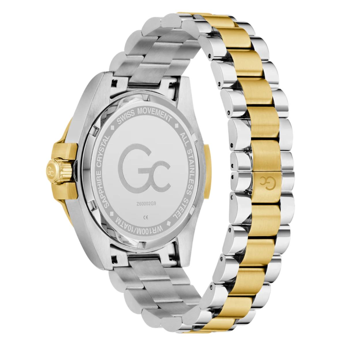 Two-tone silver and gold watch with visible brand logo on a white background