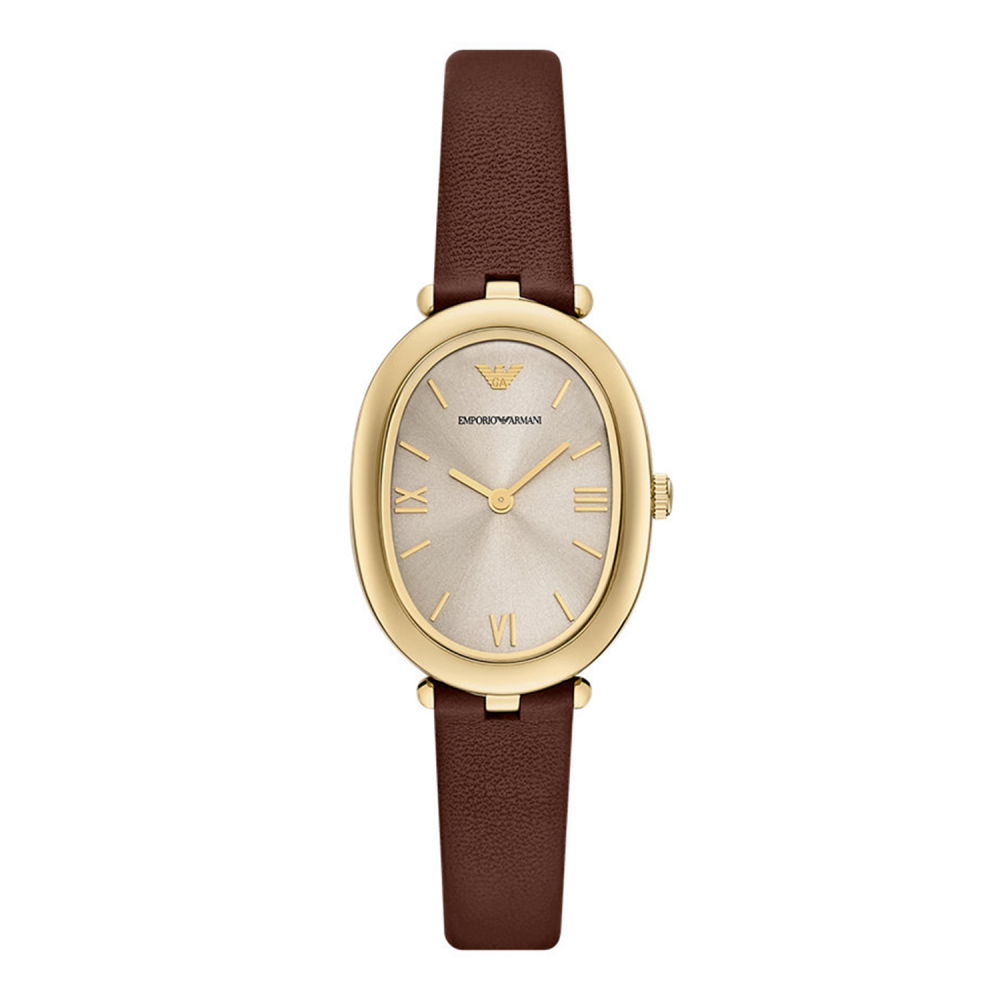 Emporio Armani Quartz Grey Dial Analog Leather Strap Women's Watch AR11708