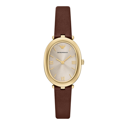 Emporio Armani Quartz Grey Dial Analog Leather Strap Women's Watch AR11708