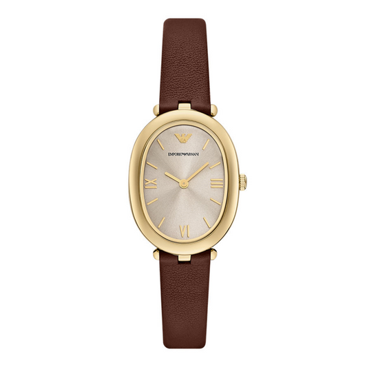 Emporio Armani Quartz Grey Dial Analog Leather Strap Women's Watch AR11708