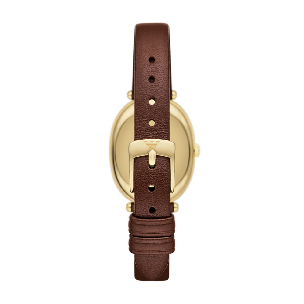Emporio Armani Quartz Grey Dial Analog Leather Strap Women's Watch AR11708