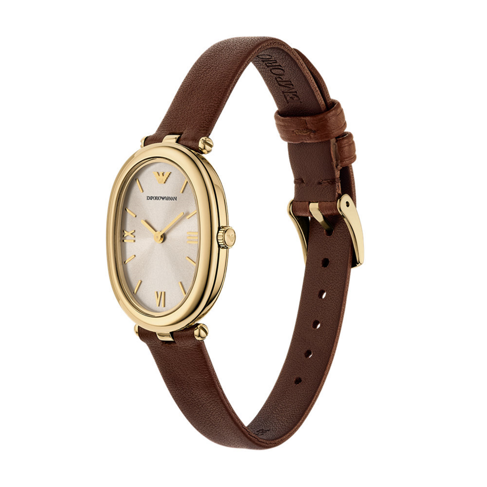 Emporio Armani Quartz Grey Dial Analog Leather Strap Women's Watch AR11708
