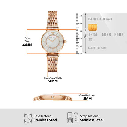 AR1909 | Emporio Armani Gianni T-Bar Round Grey Watche for Women