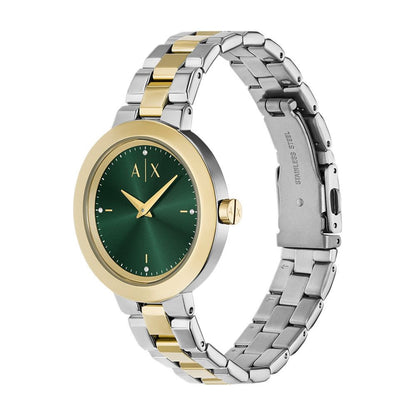 Armani Exchange Quartz Green Dial Analog Stainless Steel Women Watch AX5176
