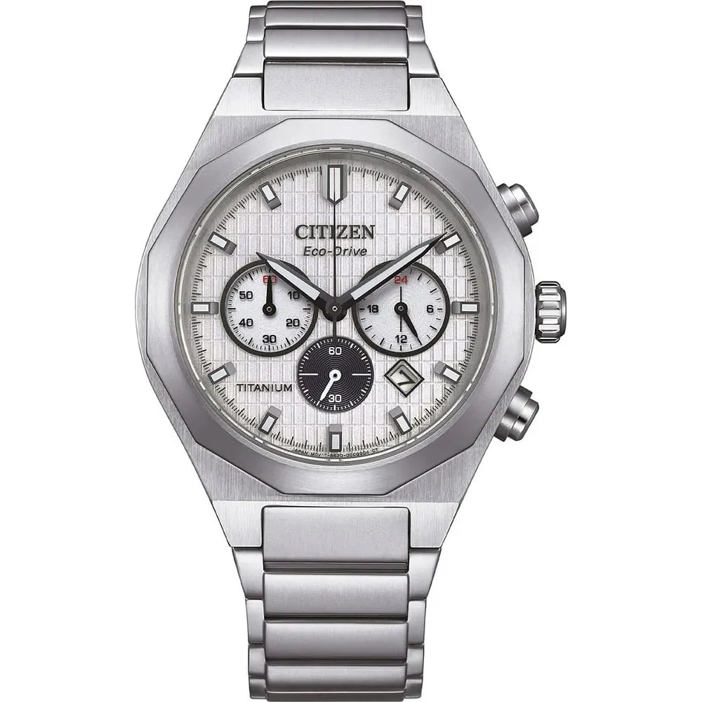 Citizen White Zenshin chronograph 60 Three-hand Men's Watch - CA4690-51A
