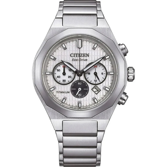 Citizen White Zenshin chronograph 60 Three-hand Men's Watch - CA4690-51A