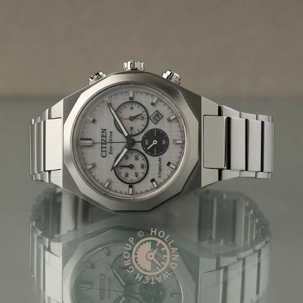 Citizen White Zenshin chronograph 60 Three-hand Men's Watch - CA4690-51A
