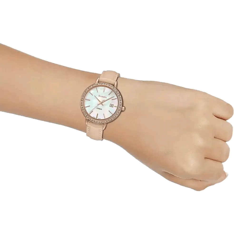 CASIO SHE-4052PGL-7BUDF SX246 Sheen Women's Analog Leather Watch