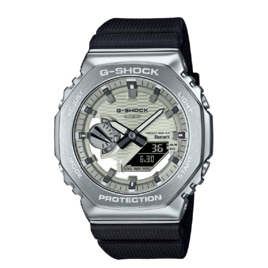 G-Shock Casio watch with black strap on a light gray background