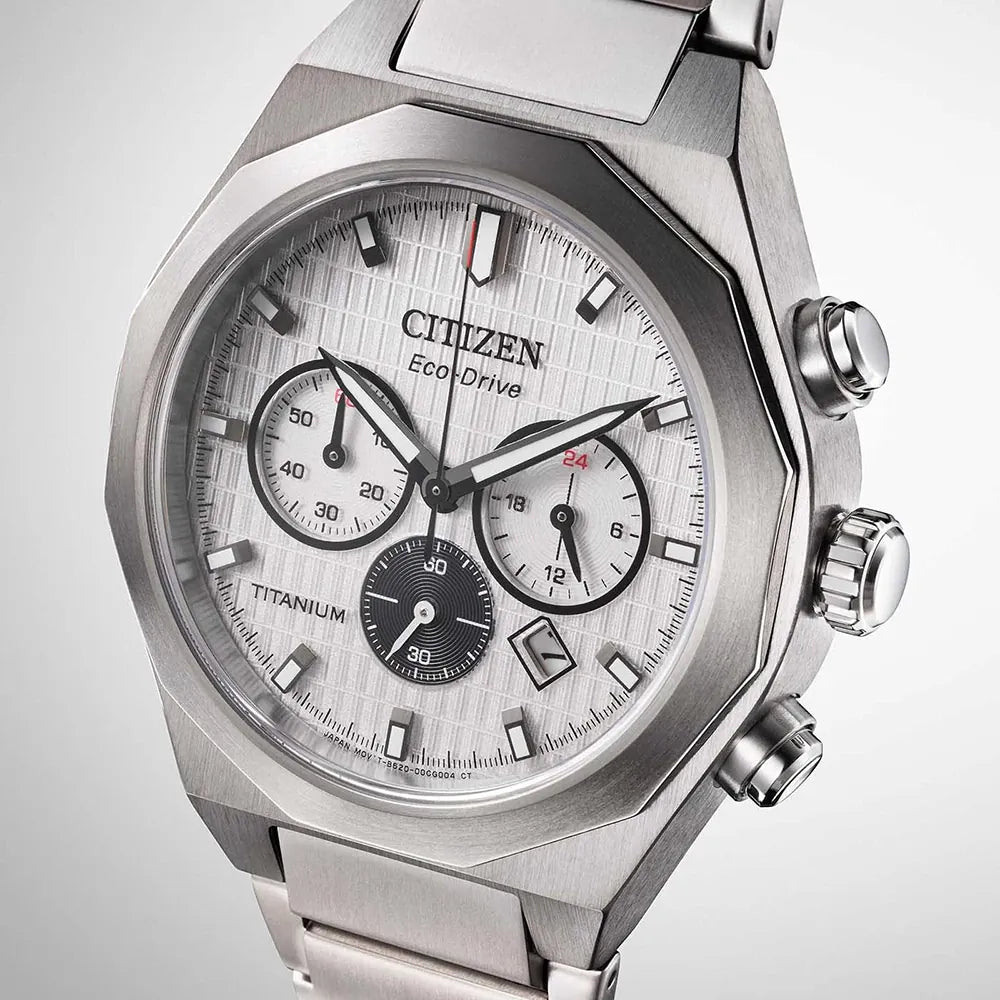 Citizen White Zenshin chronograph 60 Three-hand Men's Watch - CA4690-51A