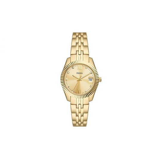 Fossil Scarlette Quartz Gold Dial Analog Stainless Steel Women Watch ES5338