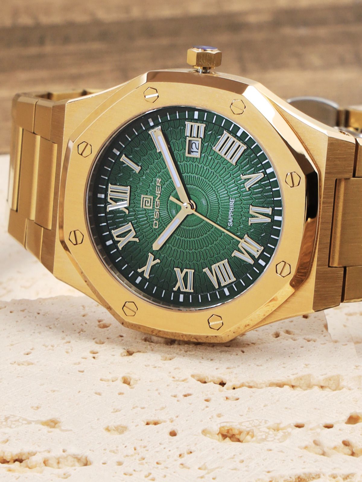 D'SIGNER Green Dial Roman Numeral Analog Watch For Men