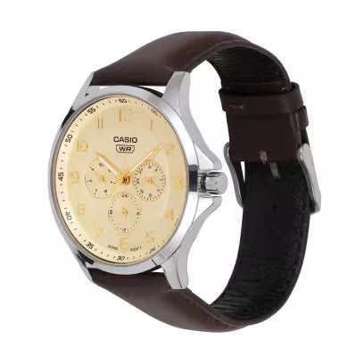 CASIO MTP-SN2KL-9A Beze Dial With Leather Strap Analog Men Watch A2457