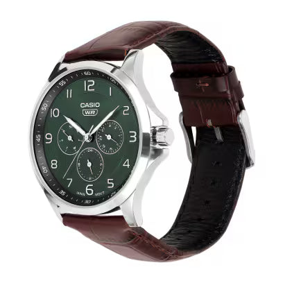 CASIO MTP-SN2KL-3A Green Dial With Leather Strap Analog Men Watch A2456