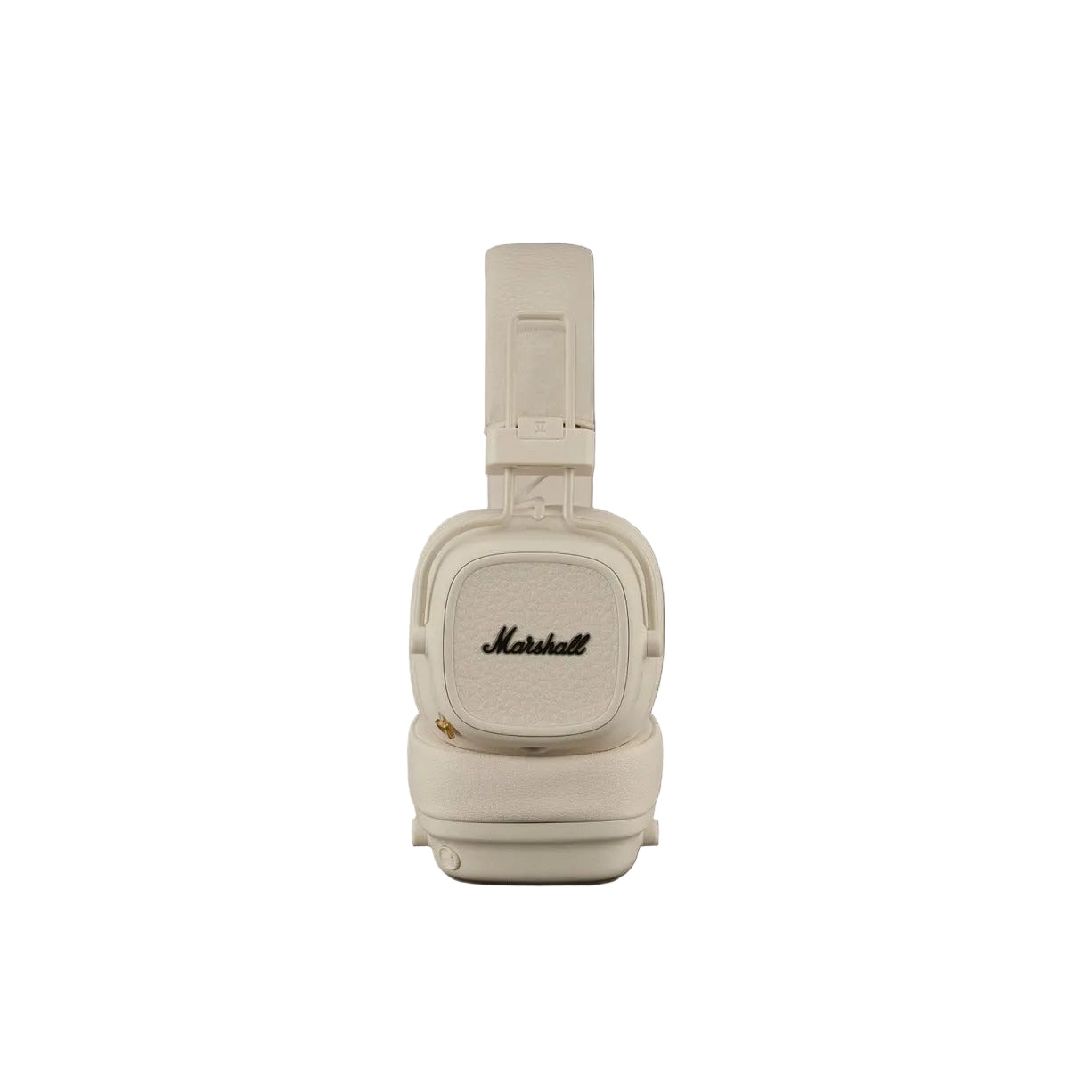Beige Marshall headphones on a dark gray background