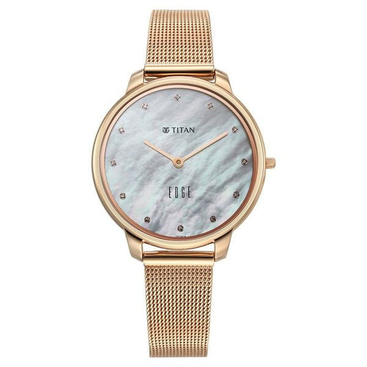 Titan Edge Metal Ladies Allure Quartz Analog Round Dial Watch - NT2654WM02