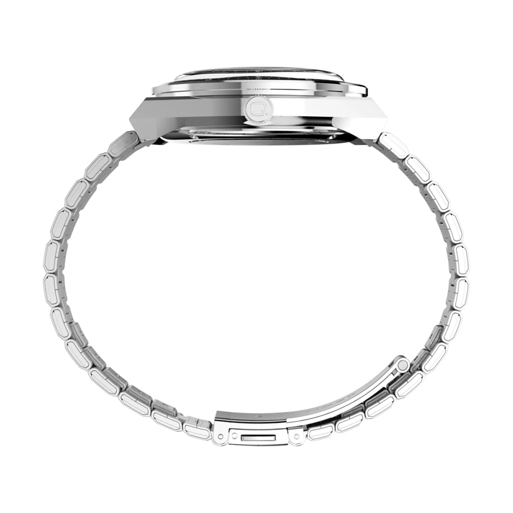 Close-up of a silver ring with a white background