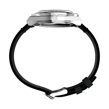 Smartwatch with black band on a white background