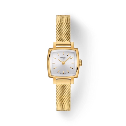 Gold Tissot watch on a white background
