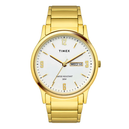 Timex Classics Men's White Round Dial Day Date Function Watch -TW000R435