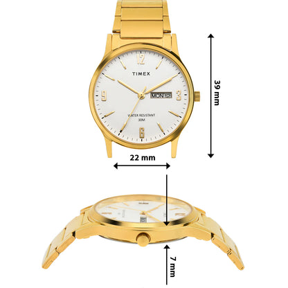 Timex Classics Men's White Round Dial Day Date Function Watch -TW000R435