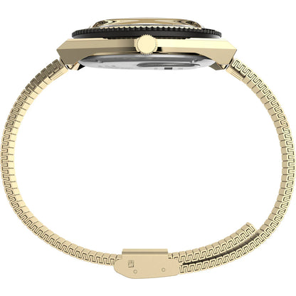 Q Timex Reissue St Steel Bracelet Gold Beige Dial Watch (Men) - TW2V18700U9