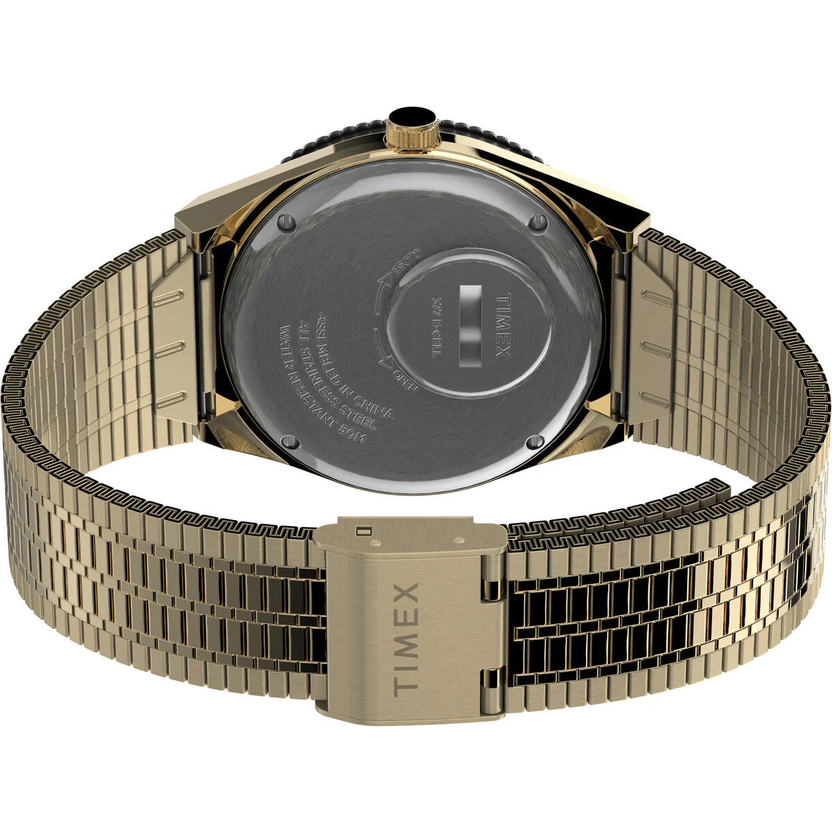 Q Timex Reissue St Steel Bracelet Gold Beige Dial Watch (Men) - TW2V18700U9