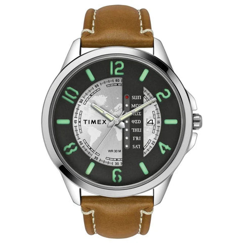 TWEG16501 Timex | Silver Dial Analog Leather Strap Watch (Men) - Buy Now at Sai Creations Watches