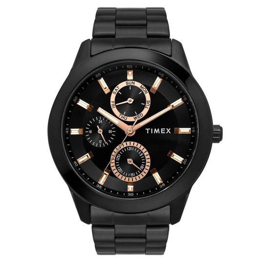 Timex Men's Black Dial Multi-Function Stainless Steel Watch TWEG18508