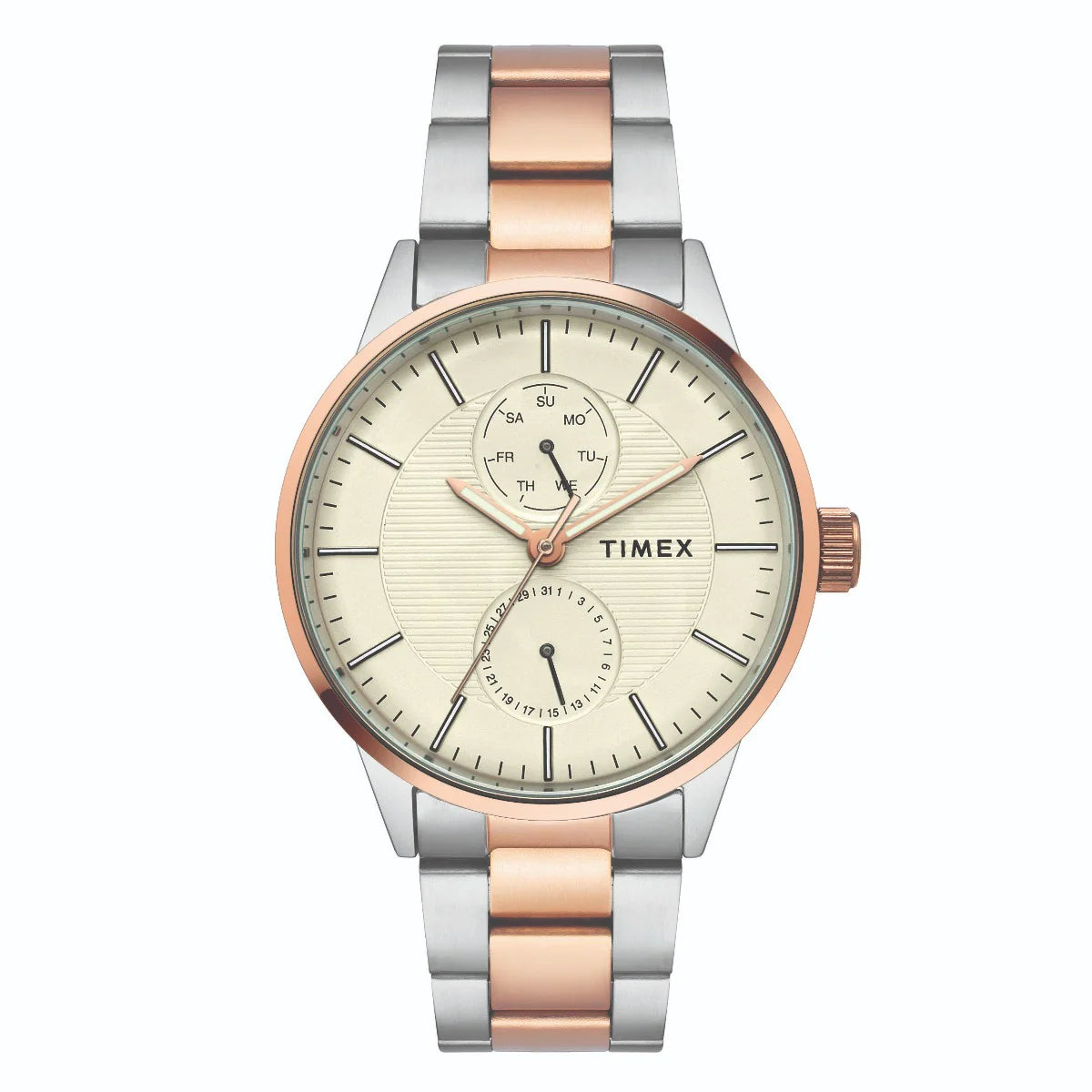 Timex Fashion Men's Beige Dial Round Case Multifunction Watch -TWEG19902