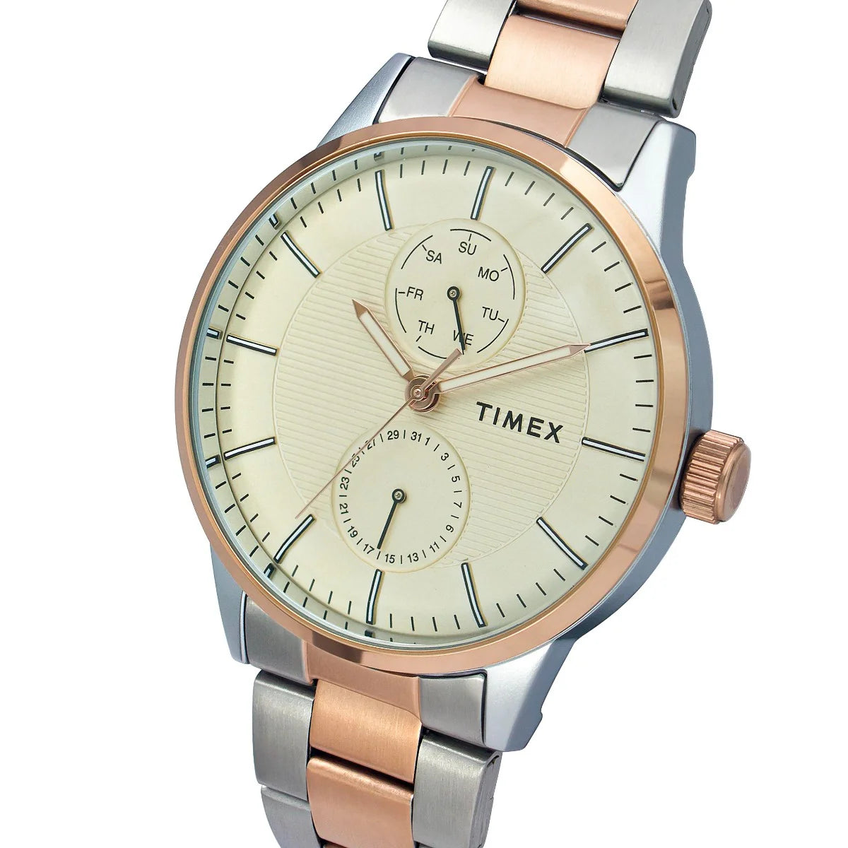 Timex Fashion Men's Beige Dial Round Case Multifunction Watch -TWEG19902