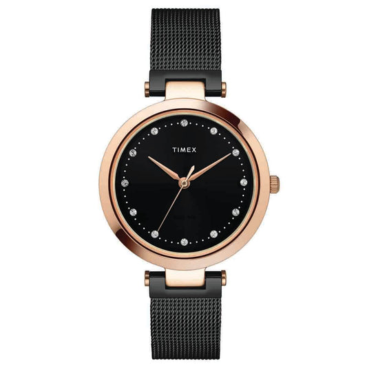 Timex Fashion Women's Black Dial Round Case Watch -TWEL11826