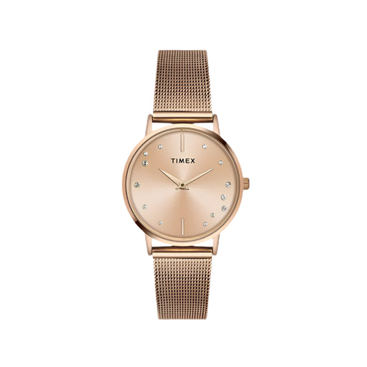 Timex Fashion Women's 2 Hands Rose Gold Dial Round Watch TWEL15602